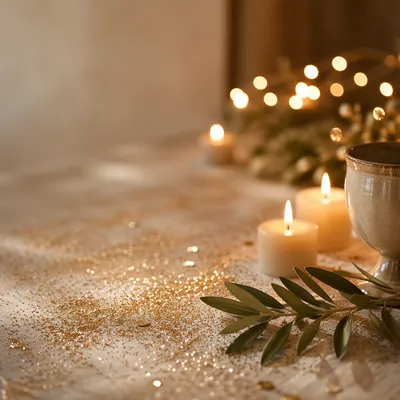 Golden Glitter Candlelight Celebration Background