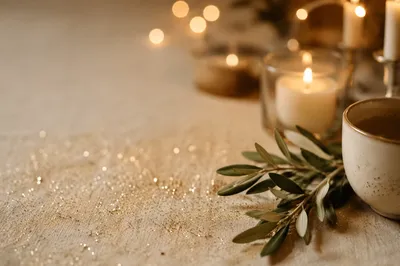 Golden Glitter Candle Celebration Background