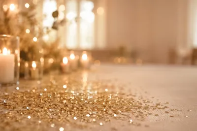 Golden Glitter Candlelight Festive Background
