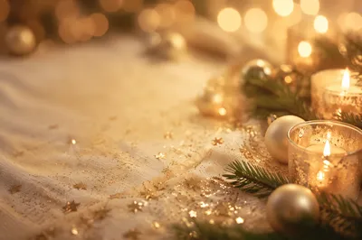 Golden Glitter Candlelight Holiday Background