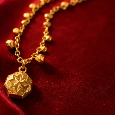 Elegant Gold Chain on Crimson Velvet