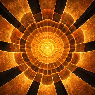 Centered Golden Sunburst Light Tunnel