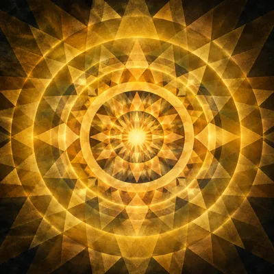 Golden Radial Light Pattern on Dark