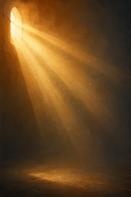 Golden Light Rays in Quiet Mist