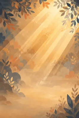 Golden Light Rays in Morning Mist