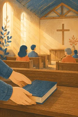 Golden Light Rays in Wooden Chapel