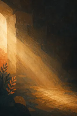 Golden Light Rays in Sacred Darkness