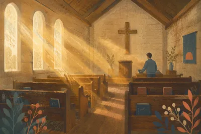 Golden Morning Rays in Quiet Chapel