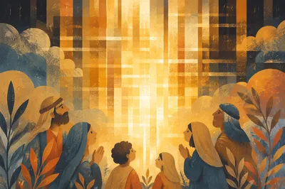 Golden Cathedral Light Rays Background