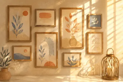 Golden Spiritual Rays on Serene Gallery Wall