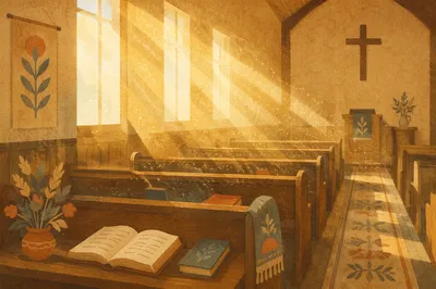 Golden Chapel Light Rays Background