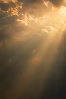 Golden Light Rays Through Misty Clouds