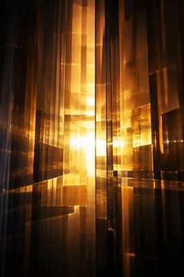Abstract Golden Rays Through Layered Glass