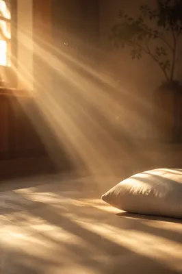 Golden Light Rays in Serene Interior