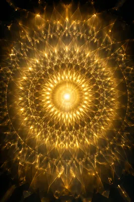 Golden Radial Light Pattern on Dark