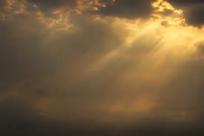 Golden Light Rays Through Misty Clouds