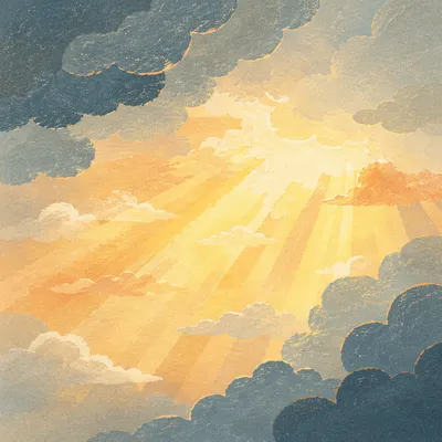 Golden Heavenly Light Through Storm Clouds