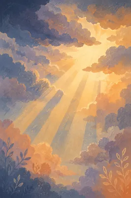 Golden Heavenly Light Through Storm Clouds