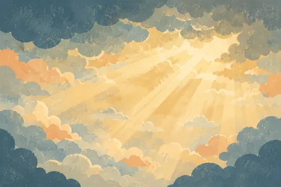 Golden Heavenly Light Through Storm Clouds