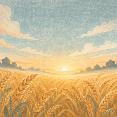 Golden Wheat Field at Sunrise Panorama
