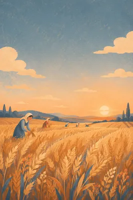 Golden Wheat Field at Late Sunset