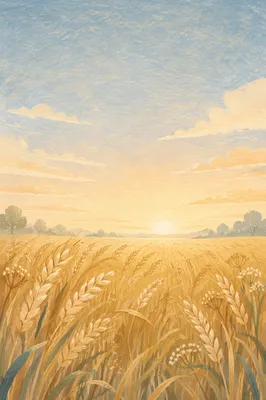 Golden Wheat Field at Sunrise Panorama