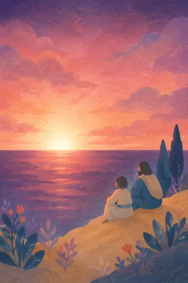 Pastel Purple Pink Coastal Sunset Gradient