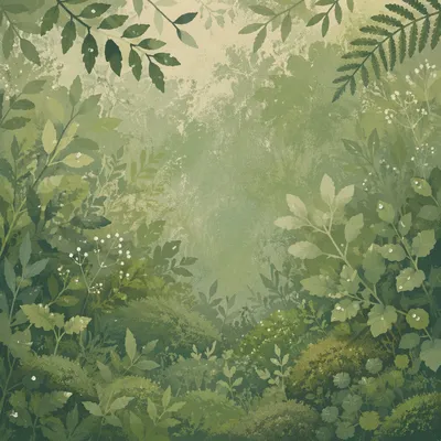 Fresh Green Leaves and Moss Background