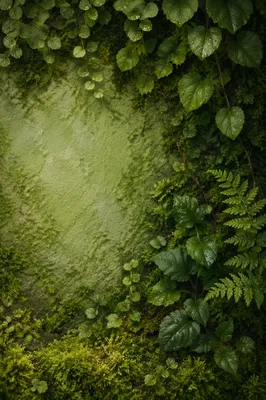 Fresh Green Leaves and Moss Background