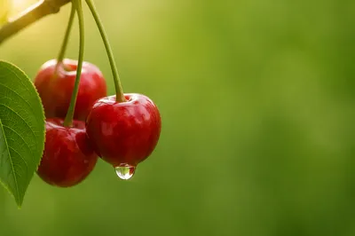 Fresh Green Cherry Macro Background