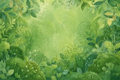 Soft Green Foliage Background with Dew
