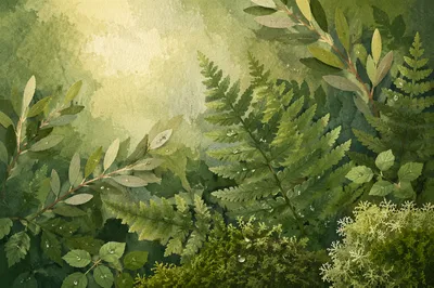 Fresh Green Fern Garden Background