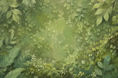 Fresh Green Leaves and Moss Background