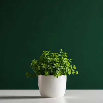 Fresh Green Plant on Solid Background