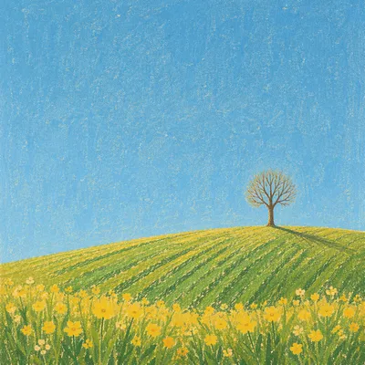 Serene Green Meadow Under Clear Blue Sky