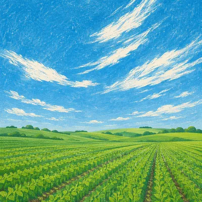 Expansive Green Field Beneath Blue Sky