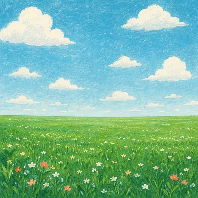 Endless Green Field Under Blue Sky