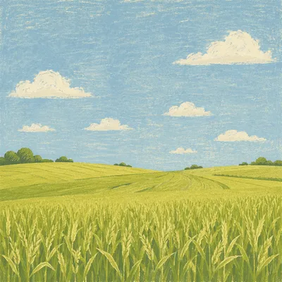 Green Field Horizon Under Blue Sky
