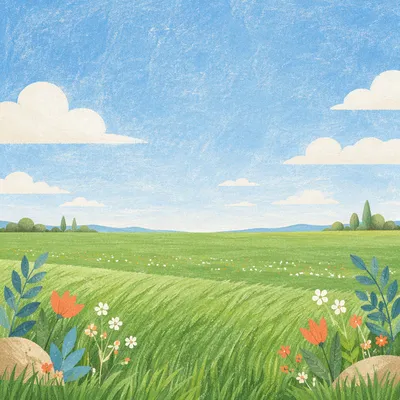 Green Field and Blue Sky Background