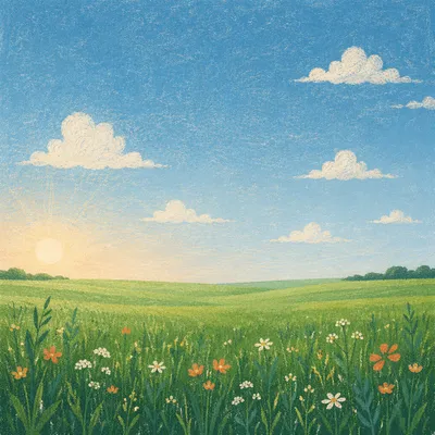 Green Field and Blue Sky Background
