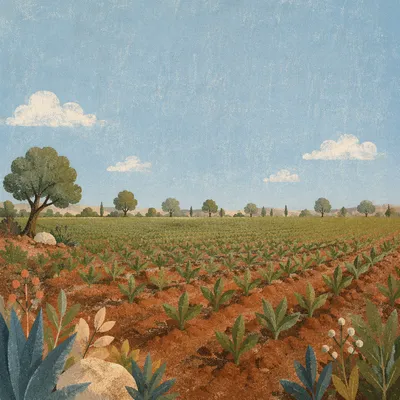 Green Field Horizon Under Blue Sky