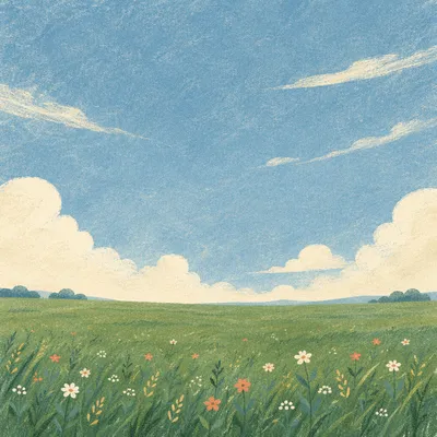 Serene Green Meadow Under Blue Sky