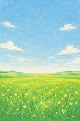 Open Green Meadow Beneath Clear Blue Sky