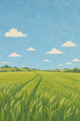 Green Field Under Expansive Blue Sky