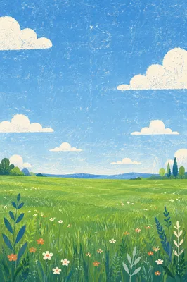 Green Field and Blue Sky Background