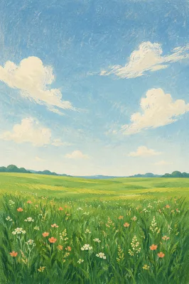 Green Field and Blue Sky Background