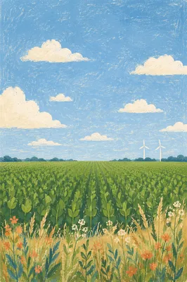 Green Field Under Hopeful Blue Sky