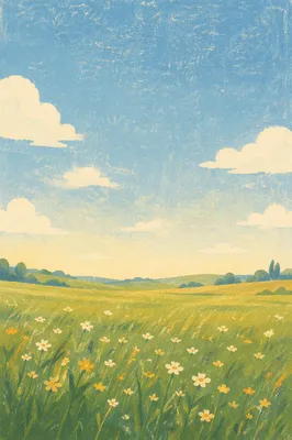 Peaceful Green Meadow Under Blue Sky