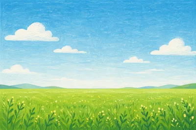 Open Green Meadow Under Blue Sky