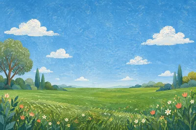 Green Field and Blue Sky Background